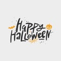 Happy Halloween lettering, vector brush calligraphy. Handwritten Halloween typography print. Royalty Free Stock Photo